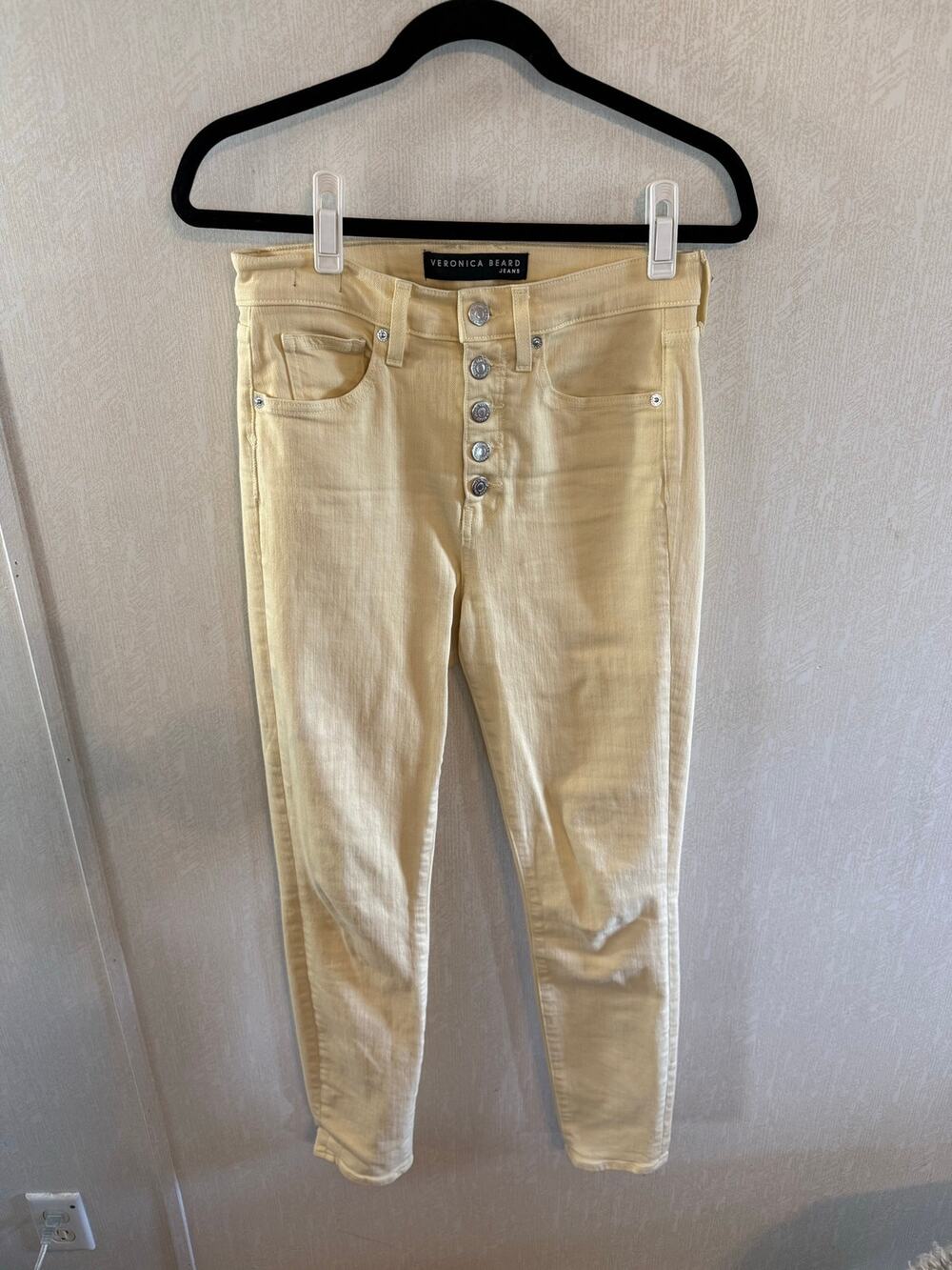 Veronica Beard Maera Skinny High Rise Jeans Custard Yellow Size 26